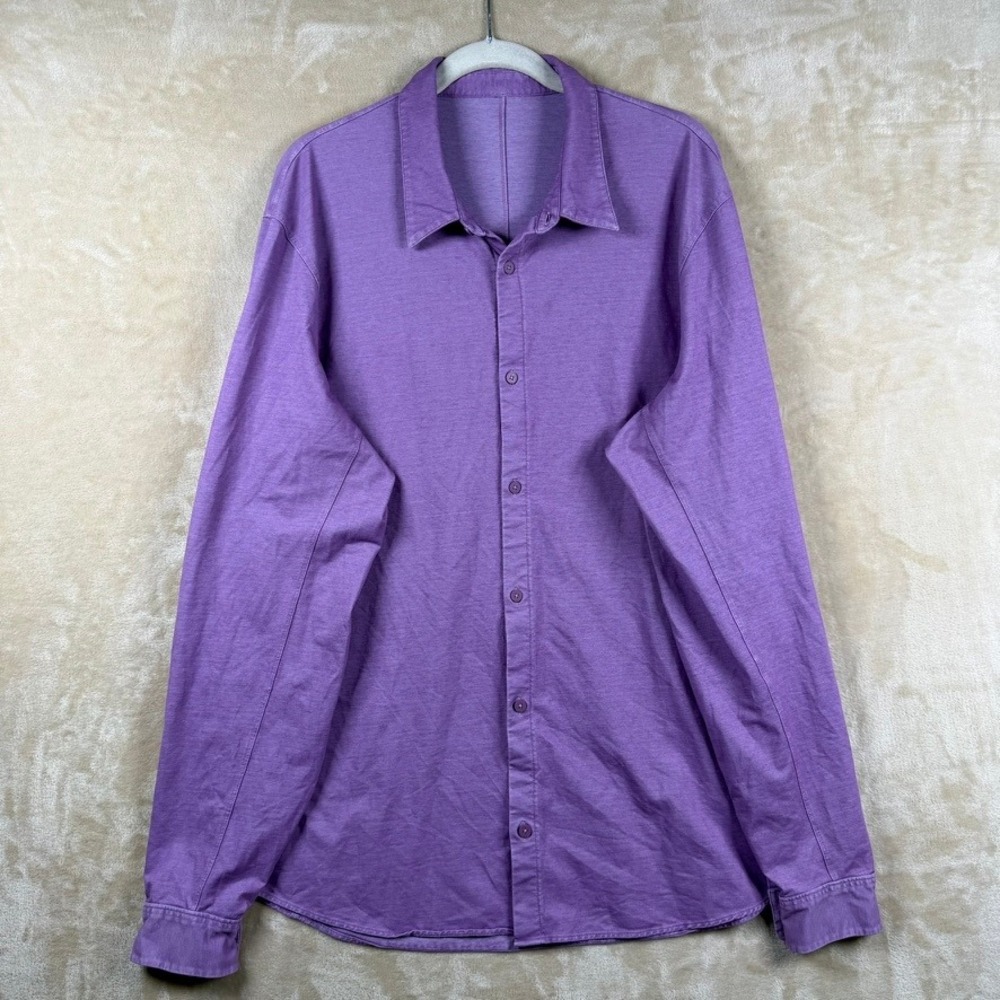 Lululemon Mens Purple Pique Long Sleeve Button Down Shirt XL Commuter Athleisure